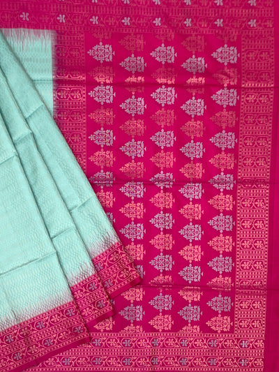 Exquisite Mint & Fuchsia Pink Soft Silk Saree