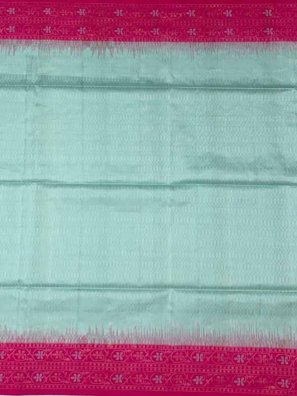Exquisite Mint & Fuchsia Pink Soft Silk Saree