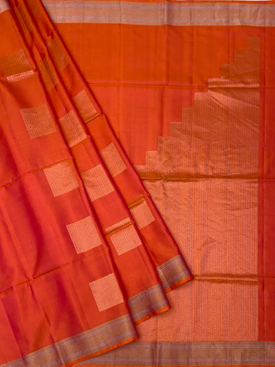 Soft Silk Saree Ablaze Orange In Colour