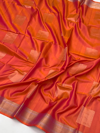 Soft Silk Saree Ablaze Orange In Colour