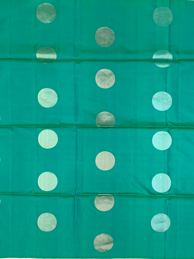 Sea-Green Soft Silk Saree with Oversized Gold Buttas