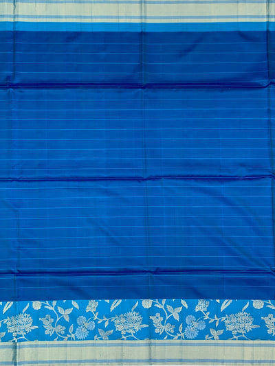 Electric Blue Floral Jaal Soft Silk Saree