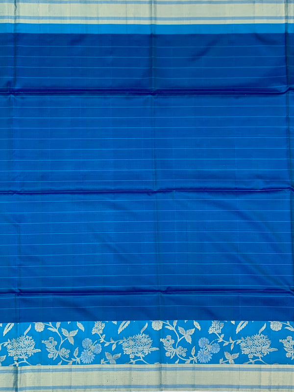 Electric Blue Floral Jaal Soft Silk Saree