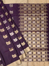 Royal Plum Handwoven Soft Silk Saree with Mythical Motif