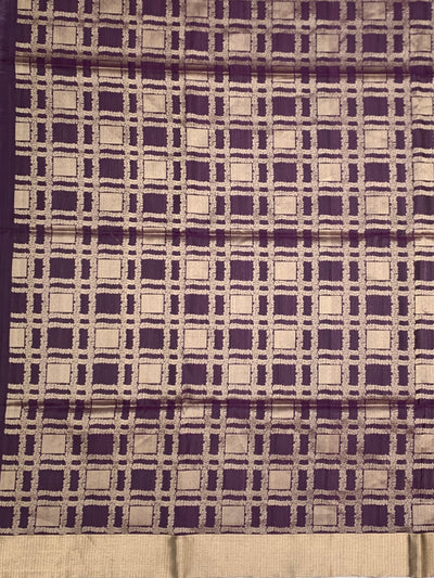 Royal Plum Handwoven Soft Silk Saree with Mythical Motif