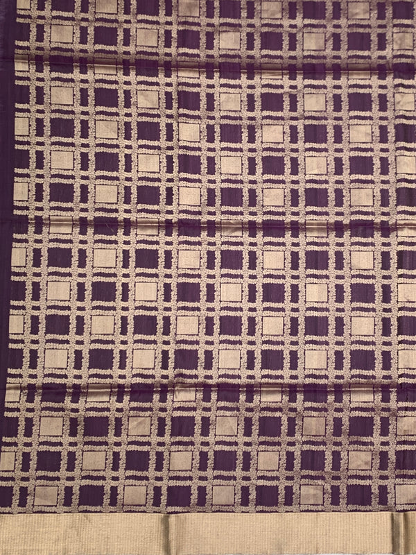 Royal Plum Handwoven Soft Silk Saree with Mythical Motif
