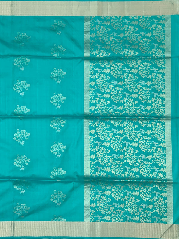 Soft Silk Saree Seafoam Blue In Colour