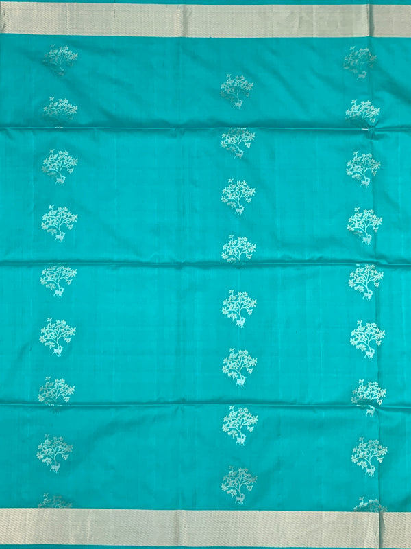 Soft Silk Saree Seafoam Blue In Colour