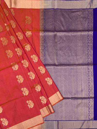Radiant Coral Pink Soft Silk Saree