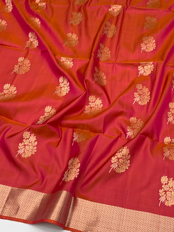 Radiant Coral Pink Soft Silk Saree