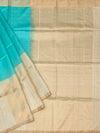Seafoam Serenity Soft Silk Saree with Champagne Gold Pallu