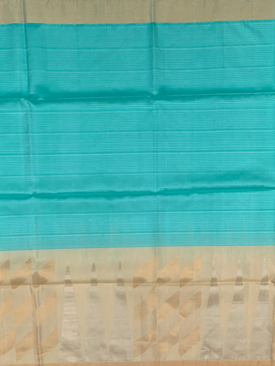 Seafoam Serenity Soft Silk Saree with Champagne Gold Pallu