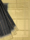 Exquisite Charcoal & Pale Gold Soft Silk Saree