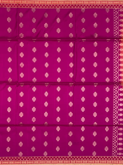The Vibrant Plum & Coral Paisley Soft Silk Saree