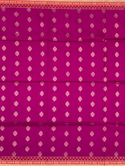 The Vibrant Plum & Coral Paisley Soft Silk Saree