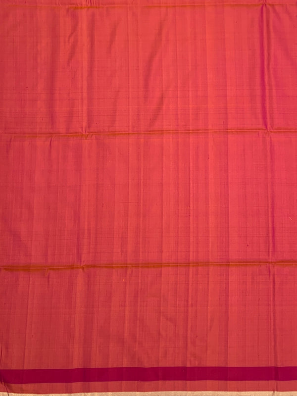 The Vibrant Plum & Coral Paisley Soft Silk Saree