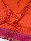 Sunset Orange & Fuchsia Fusion Soft Silk Saree