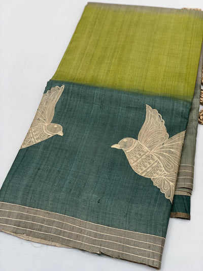 Tri-Tone Tussore Saree