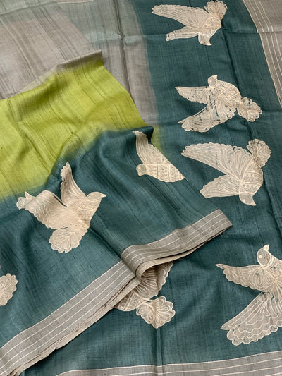 Tri-Tone Tussore Saree