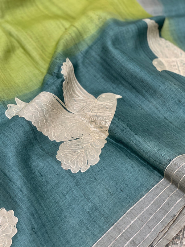 Tri-Tone Tussore Saree