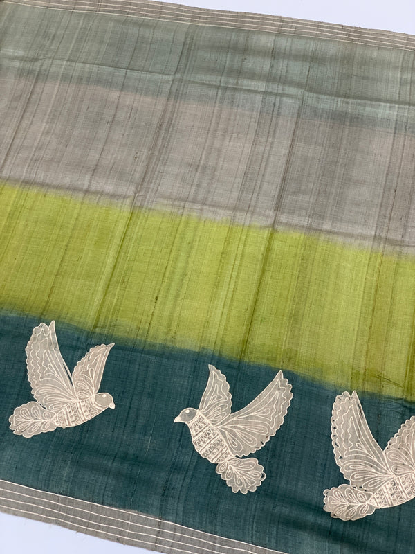 Tri-Tone Tussore Saree