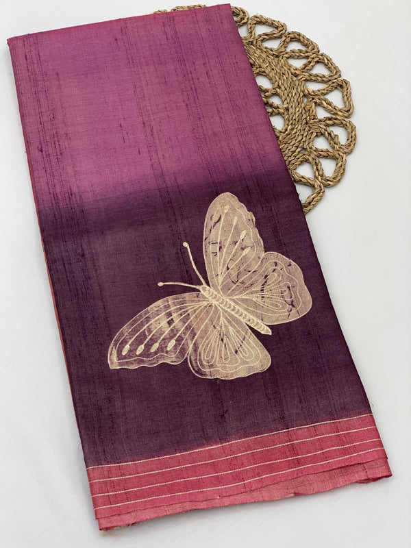 Tussar Saree with Aari Accents