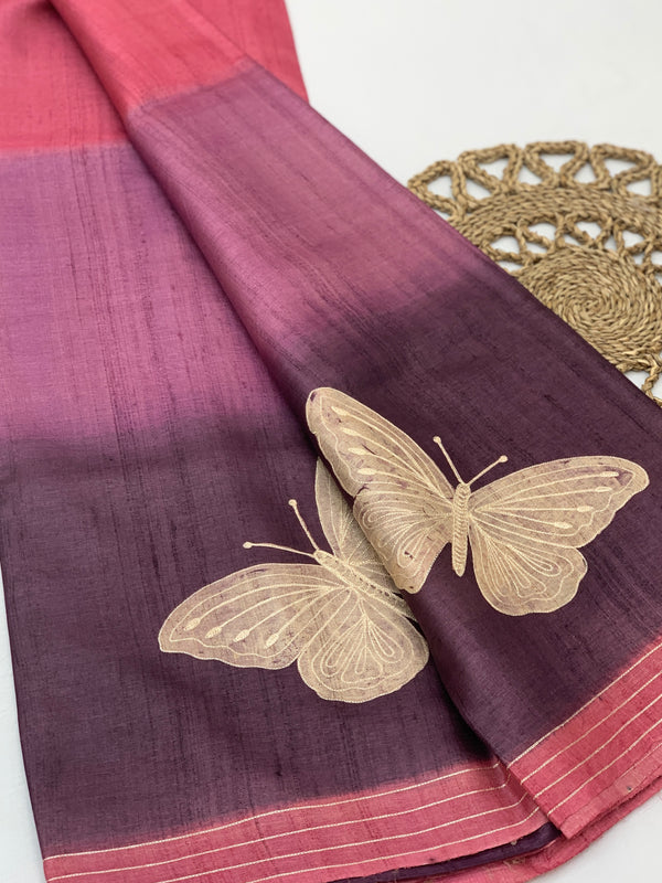 Tussar Saree with Aari Accents
