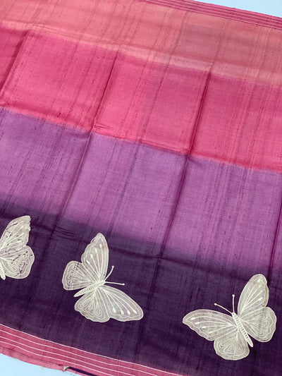 Tussar Saree with Aari Accents