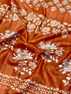 Exquisite Rust Orange Tussar Saree with Embroidery