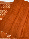 Exquisite Rust Orange Tussar Saree with Embroidery