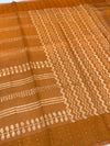 Rust Orange Tissue Tussar Saree with Geometric Chevron Print