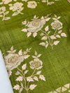 Elegant Moss Green Tussar Embroidery Saree
