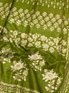 Elegant Moss Green Tussar Embroidery Saree