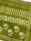 Elegant Moss Green Tussar Embroidery Saree