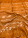 Rust Orange Tissue Tussar Saree with Geometric Chevron Print
