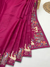 Tussore Saree Magenta-Pink In Colour