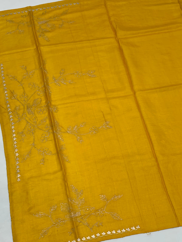 Tussore Saree Mango-Yellow In Colour