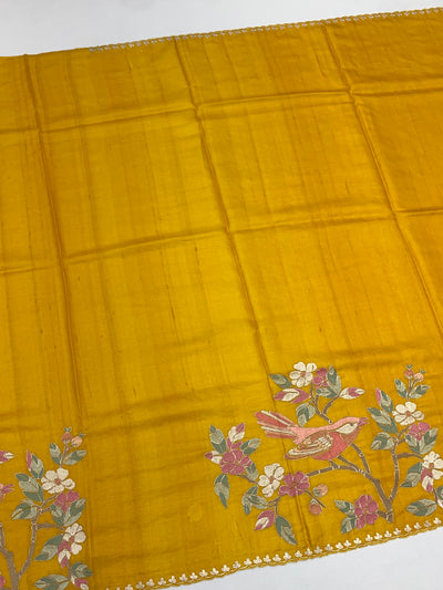 Tussore Saree Mango-Yellow In Colour