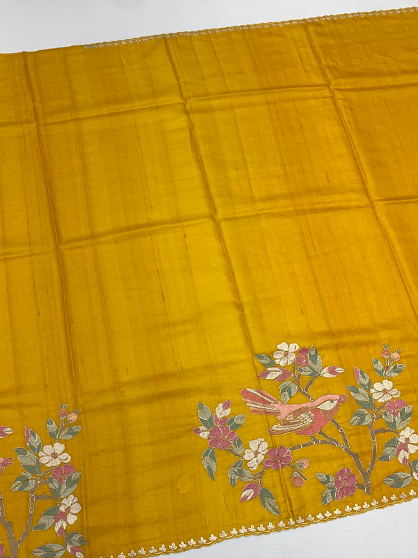Tussore Saree Mango-Yellow In Colour