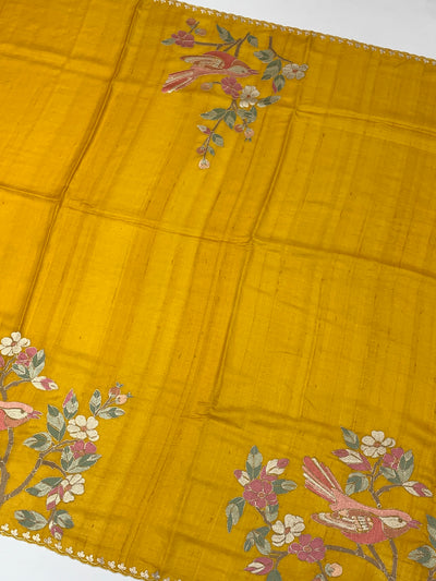 Tussore Saree Mango-Yellow In Colour