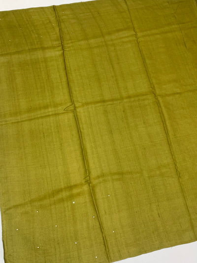 Tussore Saree Mehendi-Green In Colour