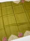 Tussore Saree Mehendi-Green In Colour