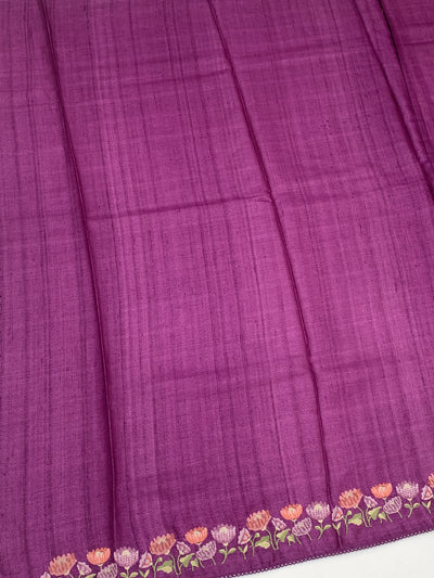 Tussore Saree Purple In Colour