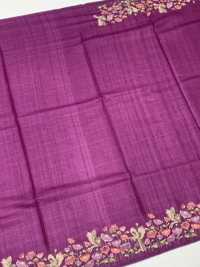 Tussore Saree Purple In Colour