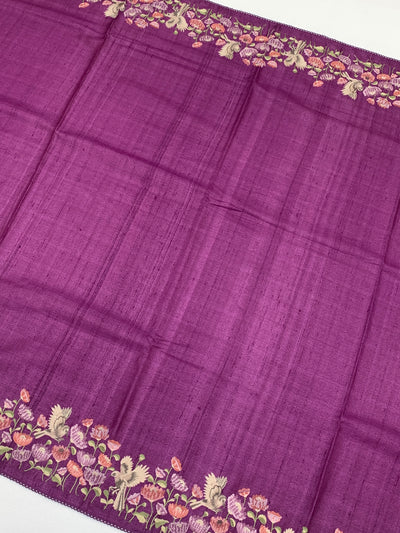 Tussore Saree Purple In Colour