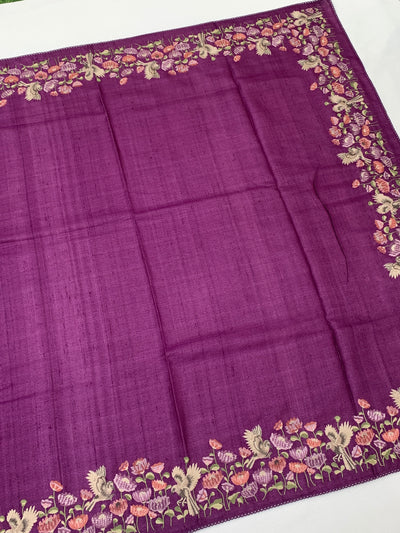 Tussore Saree Purple In Colour