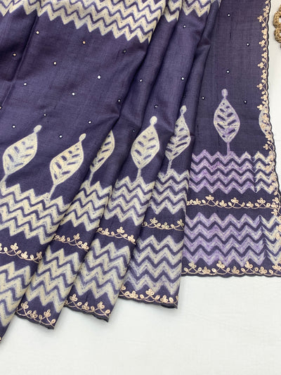 Deep Violet Tussar Silk Saree