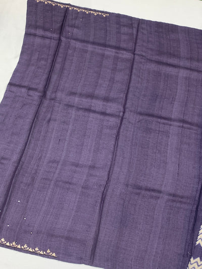 Deep Violet Tussar Silk Saree