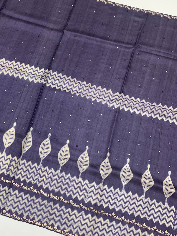 Deep Violet Tussar Silk Saree