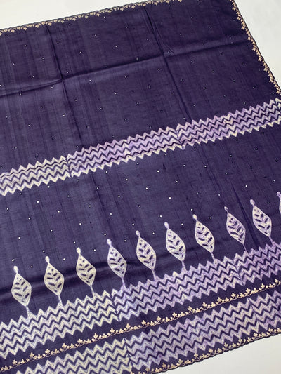 Deep Violet Tussar Silk Saree